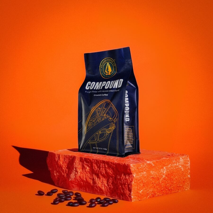 Archery Coffee Centershot roast on orange block
