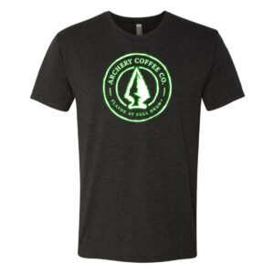 Archery Coffee Tee Green Glow Front