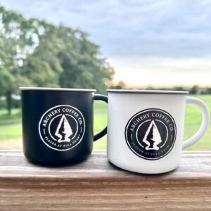 Archery Coffee stainless steel 12 oz coffee mugs black and white