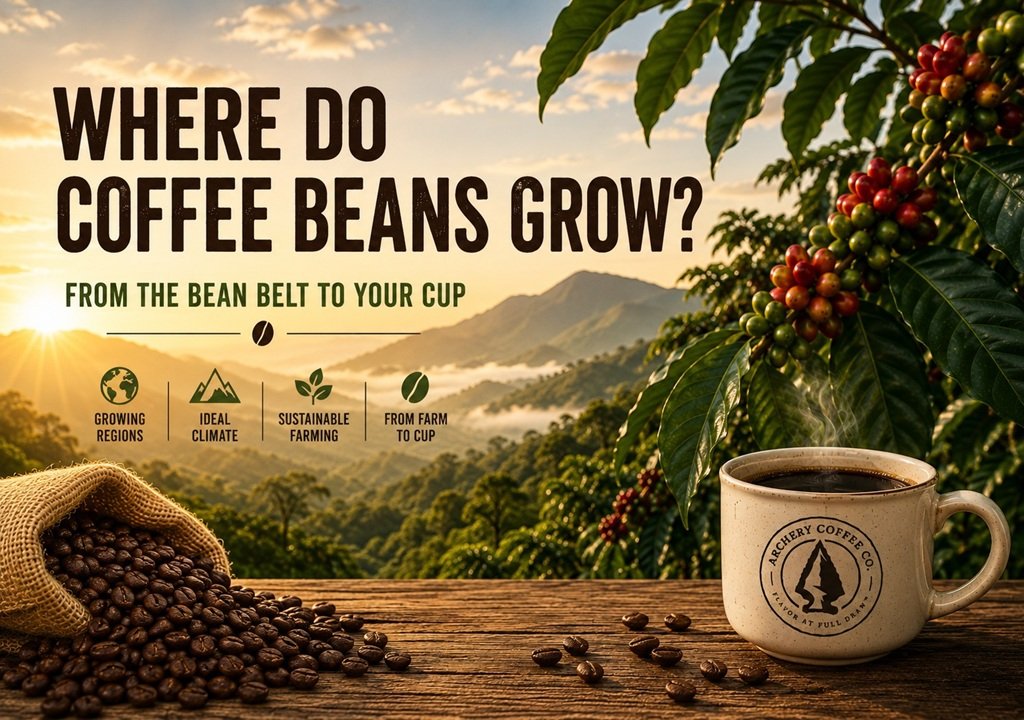 where do coffee beans grow graphic